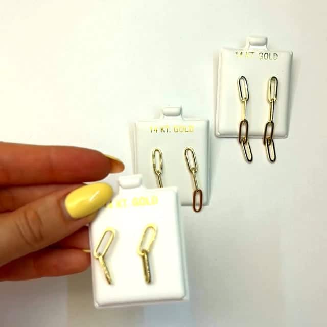 14K Yellow Gold 5mm Paperclip Earrings 25mm - 45mm - WJD Exclusives