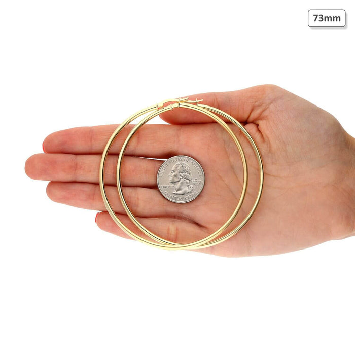 Yellow Gold Over 925 Sterling Silver Hoop Earrings 35mm-73mm