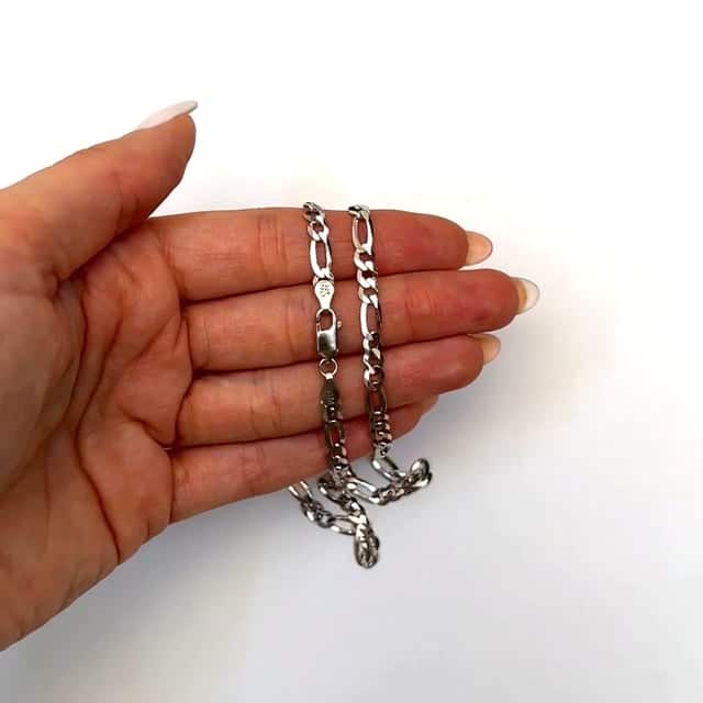 Sterling Silver 4.2mm Figaro Chain (Solid Links) 18" - 24" - WJD Exclusives