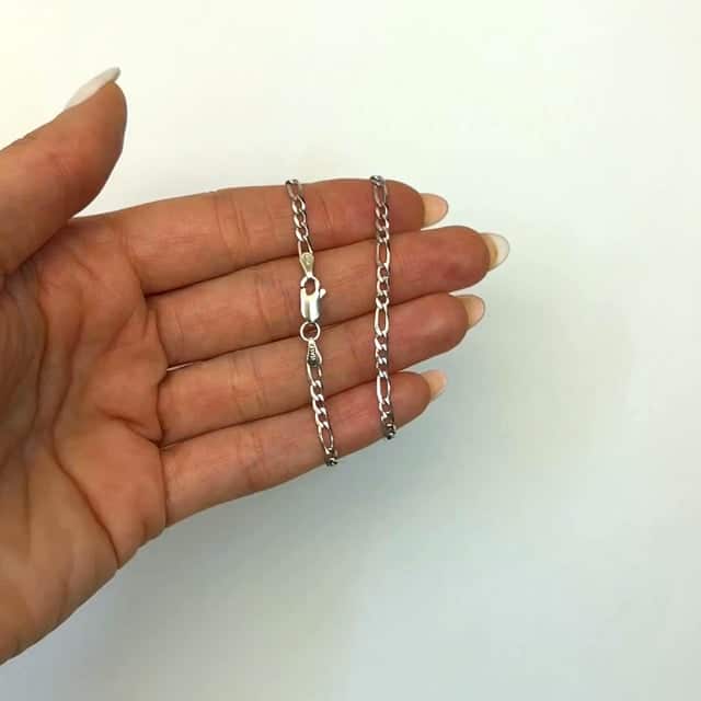 Sterling Silver 2.7mm Figaro Chain (Solid Links) 16" - 24" - WJD Exclusives