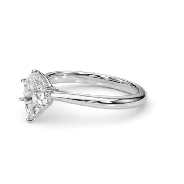 1CT Lab-Grown Diamond 18K Gold White Pear Shape Solitaire Engagement Ring