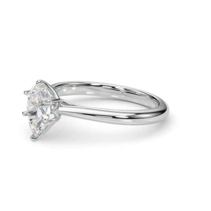 1CT Lab-Grown Diamond 18K Gold White Pear Shape Solitaire Engagement Ring