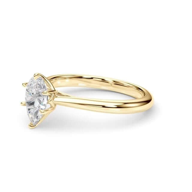 1CT Lab - Grown Diamond 18K Gold Yellow Pear Shape Solitaire Engagement Ring - WJD Exclusives