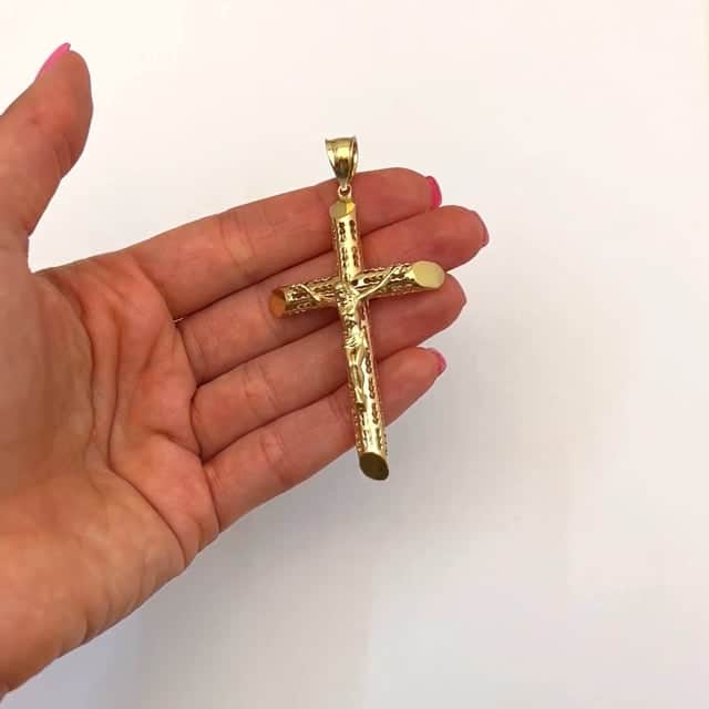 14K Yellow Gold Jesus Crucifix Cross Pendant 2"-2.8"
