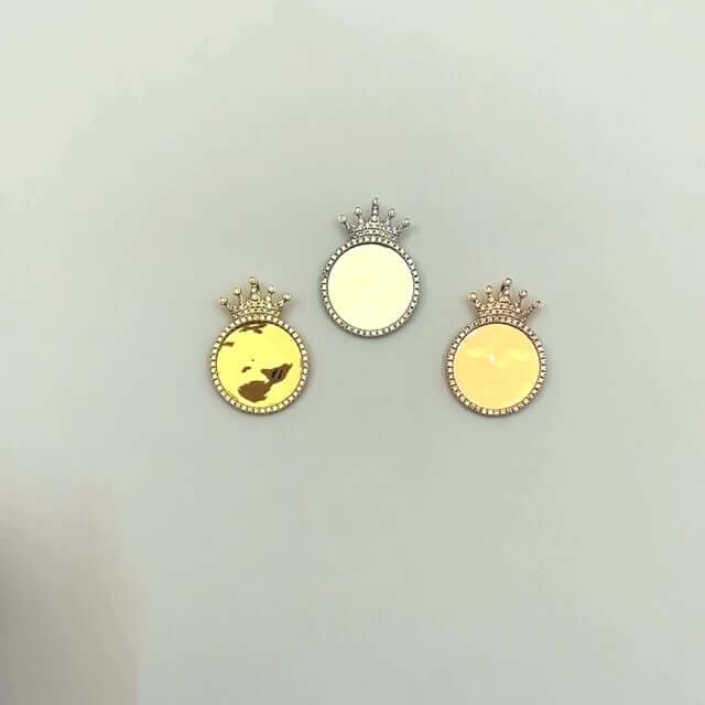 1.45CTW Natural Diamond 14K Gold Medallion Memory Picture Crown Pendant 1.5" - WJD Exclusives