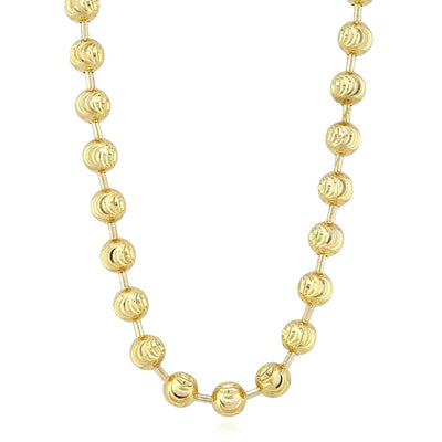 14K Yellow Gold 5mm Moon - Cut Beaded Chain (Solid Links) 18" - 26" - WJD Exclusives