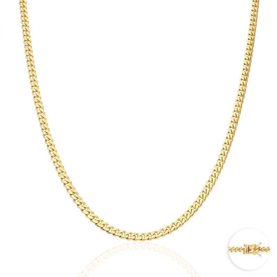 14K Yellow Gold 4mm Miami Cuban Chain (Solid Links) 20"-26"