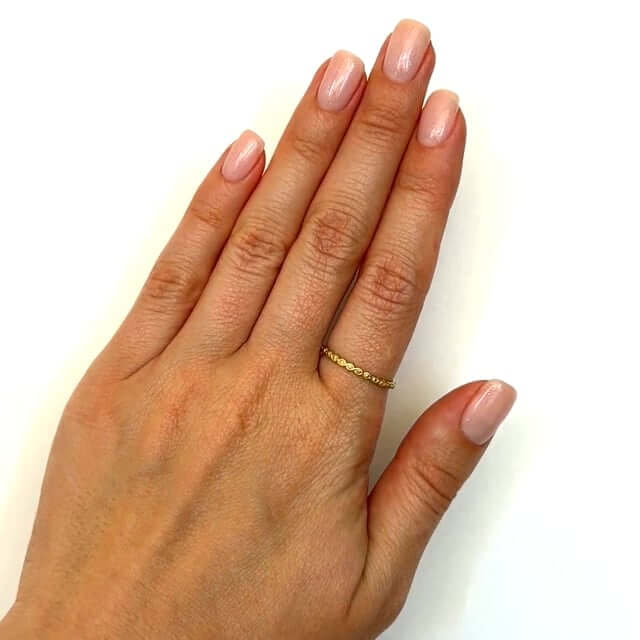 14K Gold Yellow Infinity Beads Stackable Band Ring - WJD Exclusives