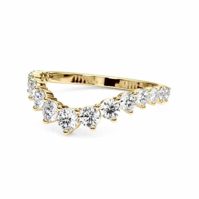 0.75CTW Lab-Grown Diamond Round 18K Gold Yellow Graduated Chevron Band Ring