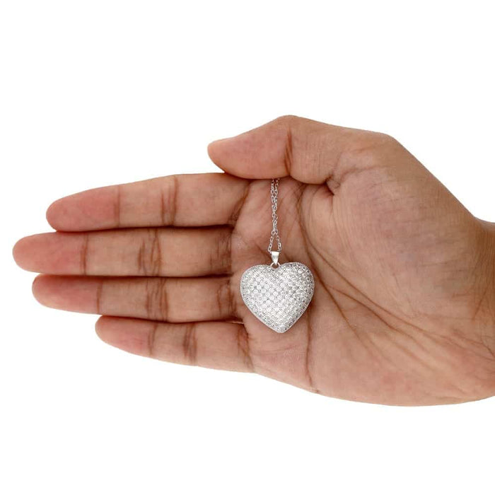 CZ Yellow Rose White Gold Over Silver Heart Pendant Chain 16" 18"