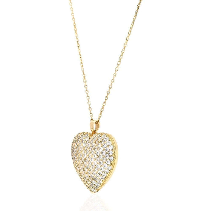 CZ Yellow Rose White Gold Over Silver Heart Pendant Chain 16" 18"