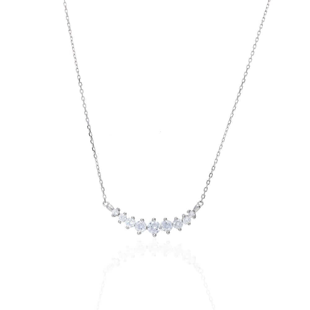 Sterling Silver 0.90CT CZ Graduated Cable Necklace 18"
