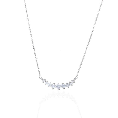Sterling Silver 0.90CT CZ Graduated Cable Necklace 18"