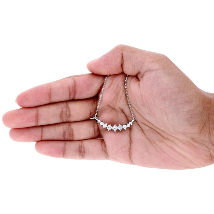 Sterling Silver 0.90CT CZ Graduated Cable Necklace 18"