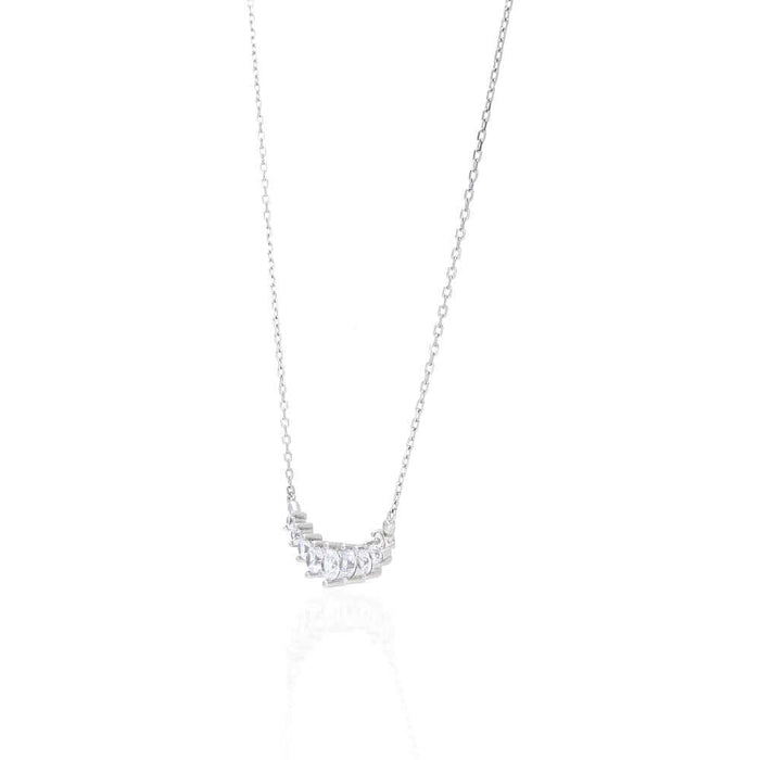 Sterling Silver 0.90CT CZ Graduated Cable Necklace 18"