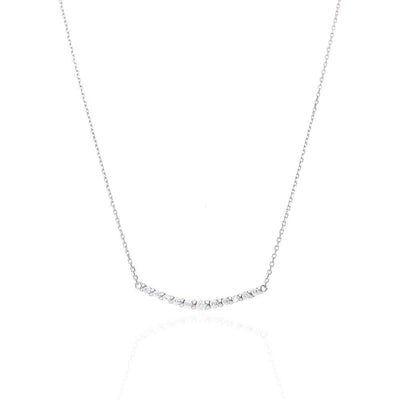 Sterling Silver 0.50CT CZ Curved Graduated Cable Necklace 18"