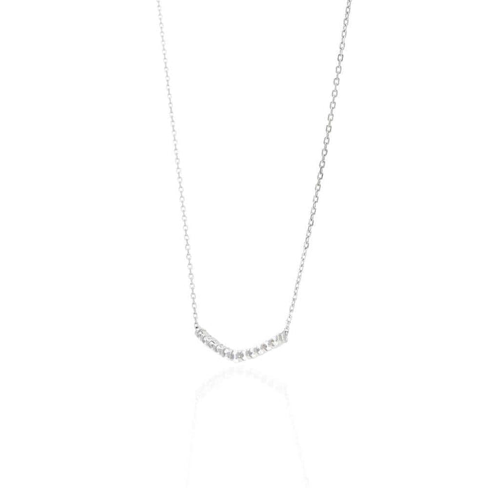 Sterling Silver 0.50CT CZ Curved Graduated Cable Necklace 18"