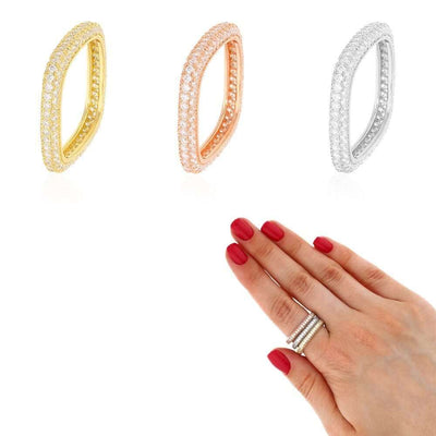 Gold Over 925 Sterling Silver 1.50Ct CZ Square Stackable Ring Band