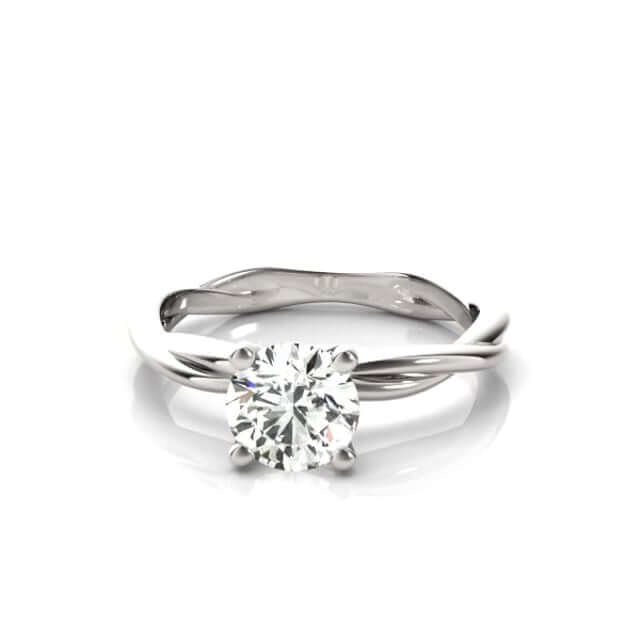 1.5CT Lab-Grown Diamond 18K Gold White Twisted Shank Solitaire Engagement Ring