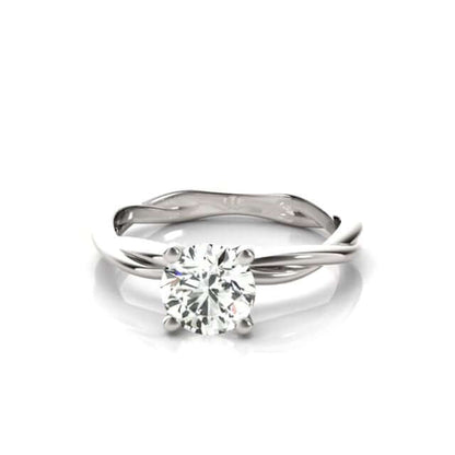 1.5CT Lab-Grown Diamond 18K Gold White Twisted Shank Solitaire Engagement Ring