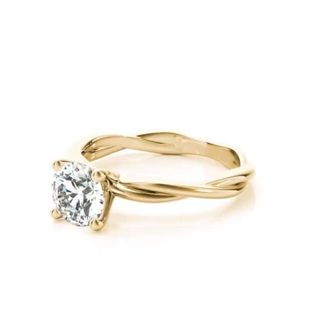 1.5CT Lab-Grown Diamond 18K Gold Yellow Twisted Shank Solitaire Engagement Ring