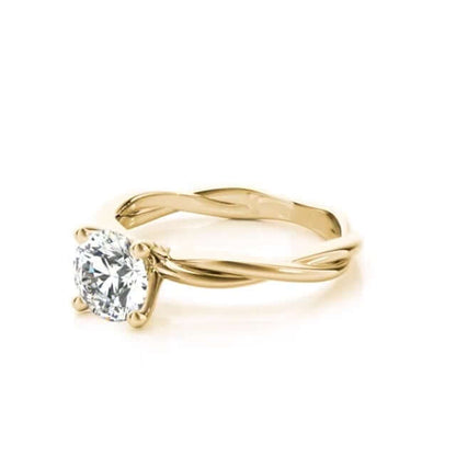 1.5CT Lab-Grown Diamond 18K Gold Yellow Twisted Shank Solitaire Engagement Ring