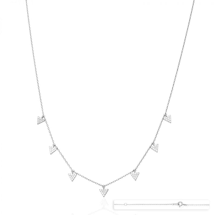14K Yellow White Gold Over Sterling Silver CZ Triangle Cable Necklace 18"
