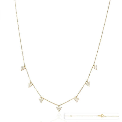 14K Yellow White Gold Over Sterling Silver CZ Triangle Cable Necklace 18"