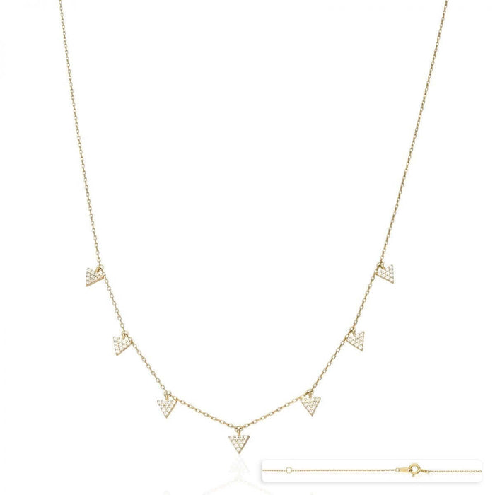 14K Yellow White Gold Over Sterling Silver CZ Triangle Cable Necklace 18"