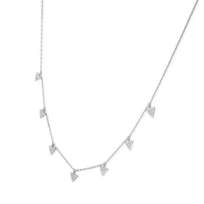 14K Yellow White Gold Over Sterling Silver CZ Triangle Cable Necklace 18"