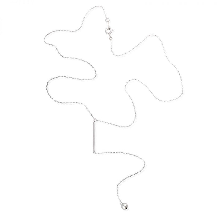 White Gold Over Sterling Silver Dangle Ball Cable Necklace 16"