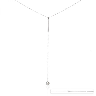 White Gold Over Sterling Silver Dangle Ball Cable Necklace 16"