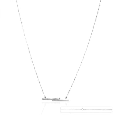 White Gold Over Sterling Silver CZ Bar Cable Necklace 18"