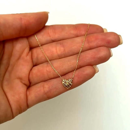14K Yellow Gold 18" Necklace Scribbles Heart Pendant 0.3"