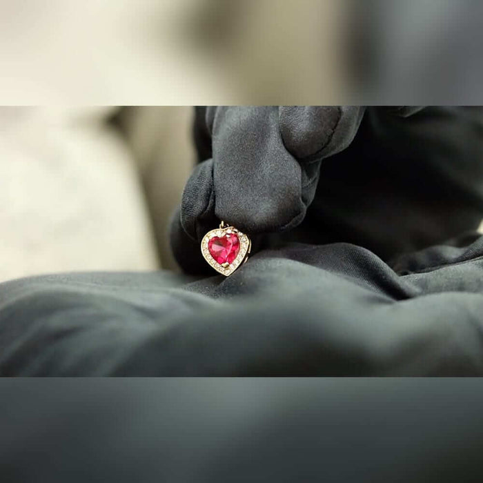 14k Yellow Gold White Gold Solitaire Birthstone Halo Heart Pendant 0.6"