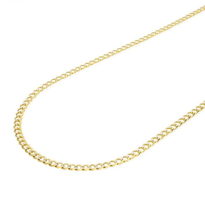 14K Gold Over Silver 4mm Diamond-Cut Pave Cuban Curb Chain (Solid Links) 18"-30"