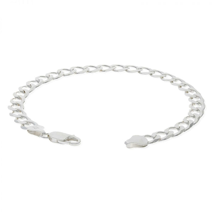 Sterling Silver 7mm Flat Cuban Curb Bracelet (Solid Links) 7"-9"
