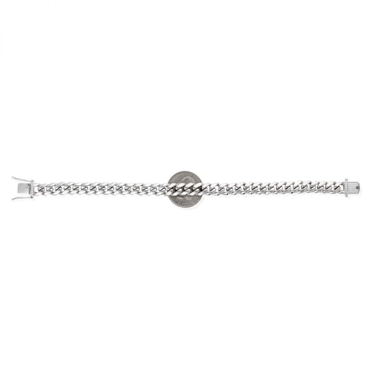 Sterling Silver 9mm Miami Cuban Bracelet (Solid Links) 8.5" Iced Box Clasp
