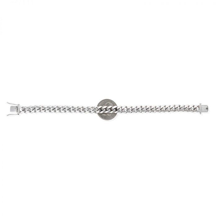 Sterling Silver 9mm Miami Cuban Bracelet (Solid Links) 8.5" Iced Box Clasp