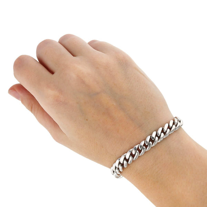 Sterling Silver 9mm Miami Cuban Bracelet (Solid Links) 8.5" Iced Box Clasp