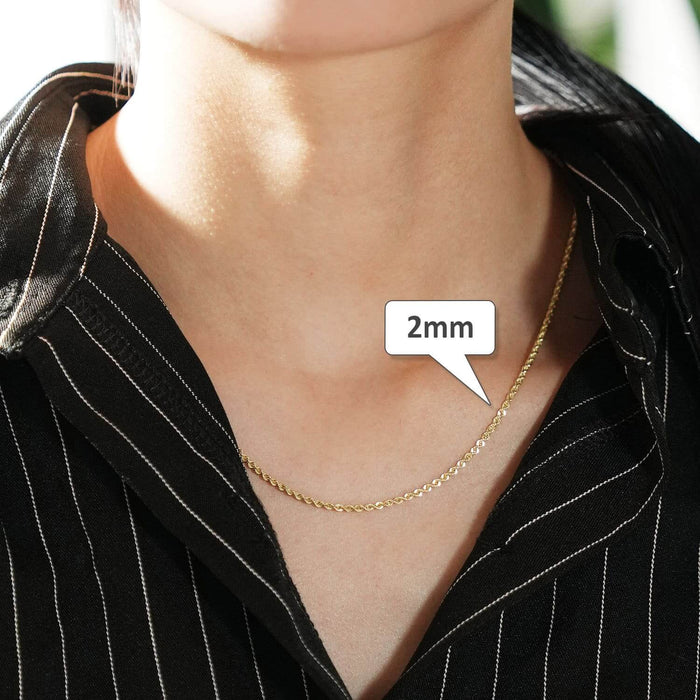 Real 10K Gold 1.8mm-9mm Rope Chain (Hollow) 16"-30"