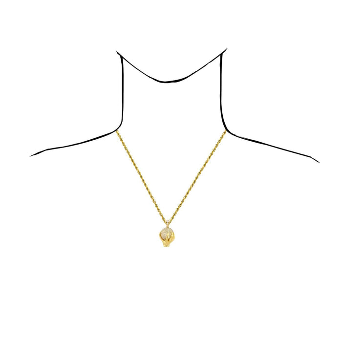 14K Yellow Gold 5Ct CZ World Globe Hand Pendant 1.6"