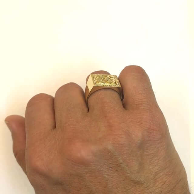 10K Gold 0.40CTW CZ Nugget Signet Ring - WJD Exclusives