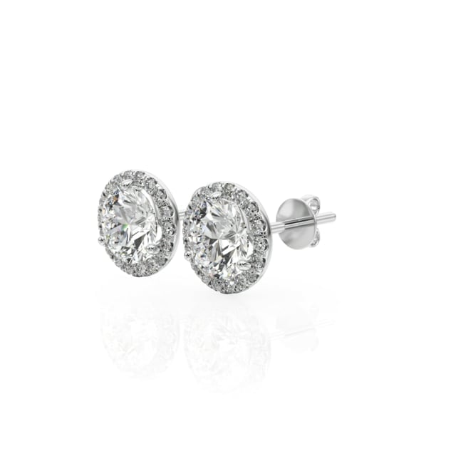 2.20CTW Real Diamonds & Moissanite 14K Yellow White Rose Gold Halo Earrings