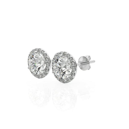 2.20CTW Real Diamonds & Moissanite 14K Yellow White Rose Gold Halo Earrings