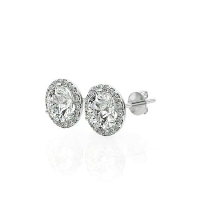 2.20CTW Lab-Grown Diamonds 14K Yellow White Rose Gold Halo Earrings 9mm