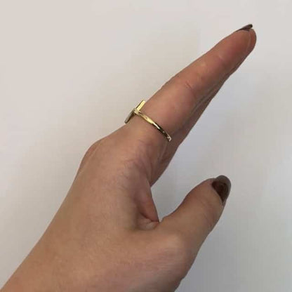 14K Yellow Gold Two-Tone 0.09CTW CZ Lighting Bolt Ring