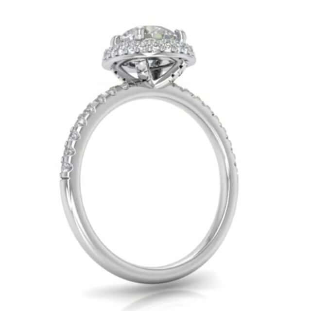 1.44CTW Lab-Grown Diamond 18K Gold White Round Halo Engagement Ring