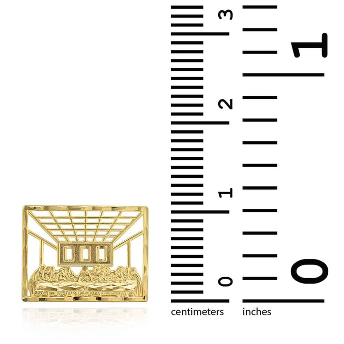 10k Yellow & White Gold Round Diamond-Cut The Last Supper Push Back Stud earrings