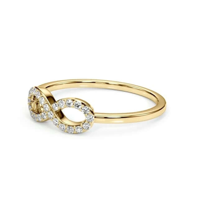 0.12CTW Natural Diamond 14K Yellow Gold Infinity Ring - WJD Exclusives